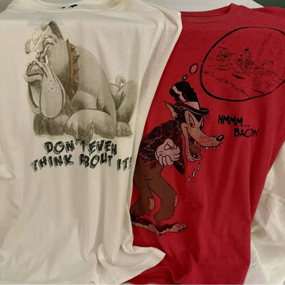 Disney - 2 Graphic T-Shirts. Big Bad Wolf & Butch the Bulldog